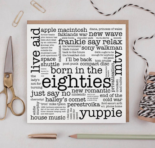 Born In The Eighties Card, All About The 1980s Decade
