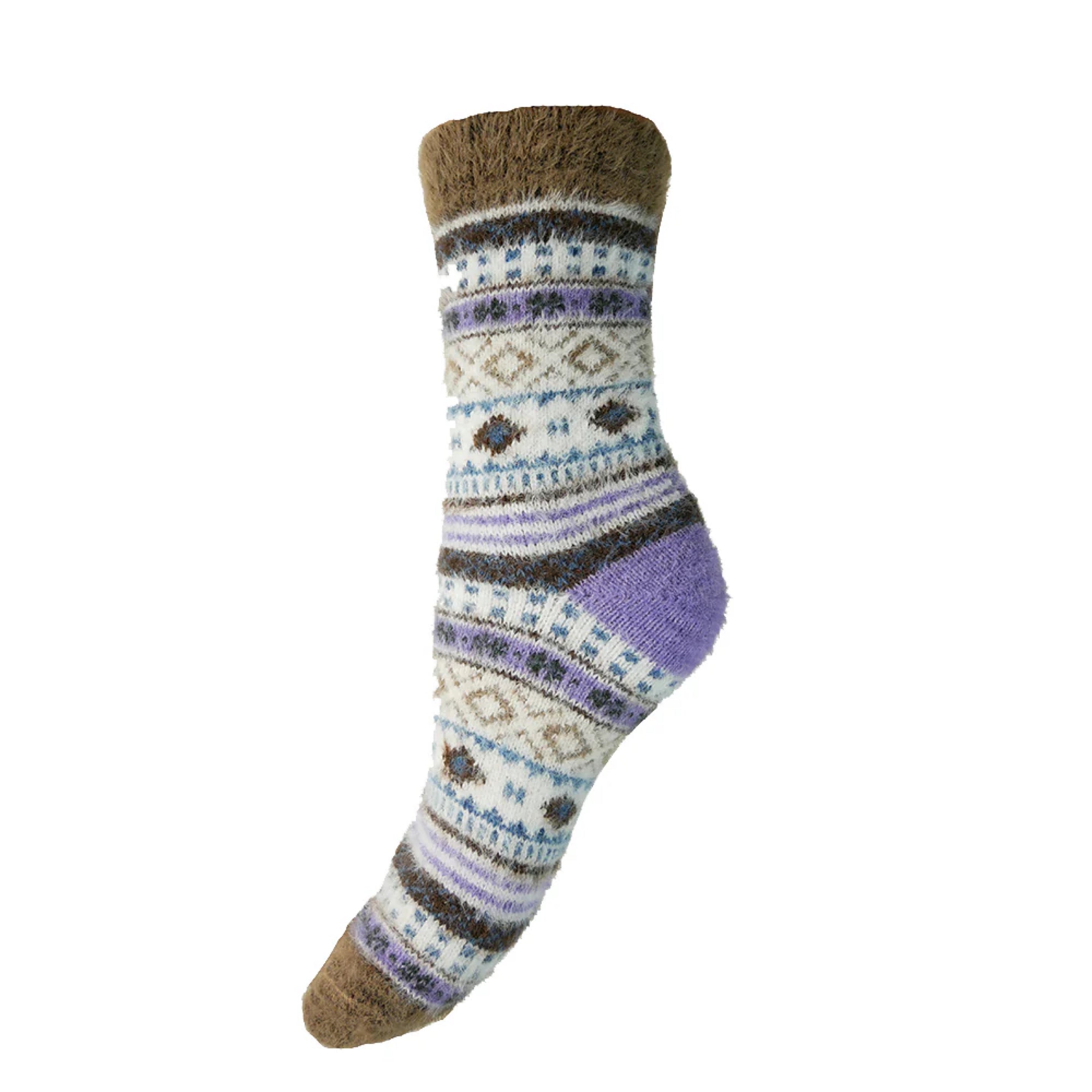 Gemjar Purple and Brown Wool Blend Socks 4 to 7