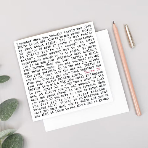 30th Birthday Card with Quotes
