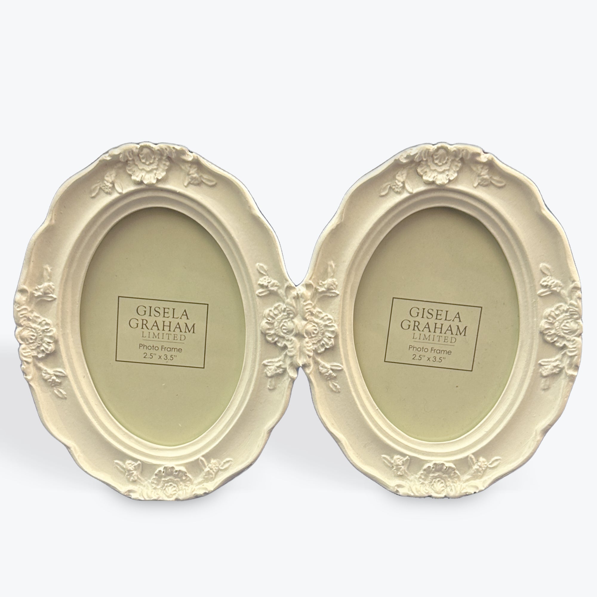 White Twin Ornate Oval Photo Frame 2.5×3.5"