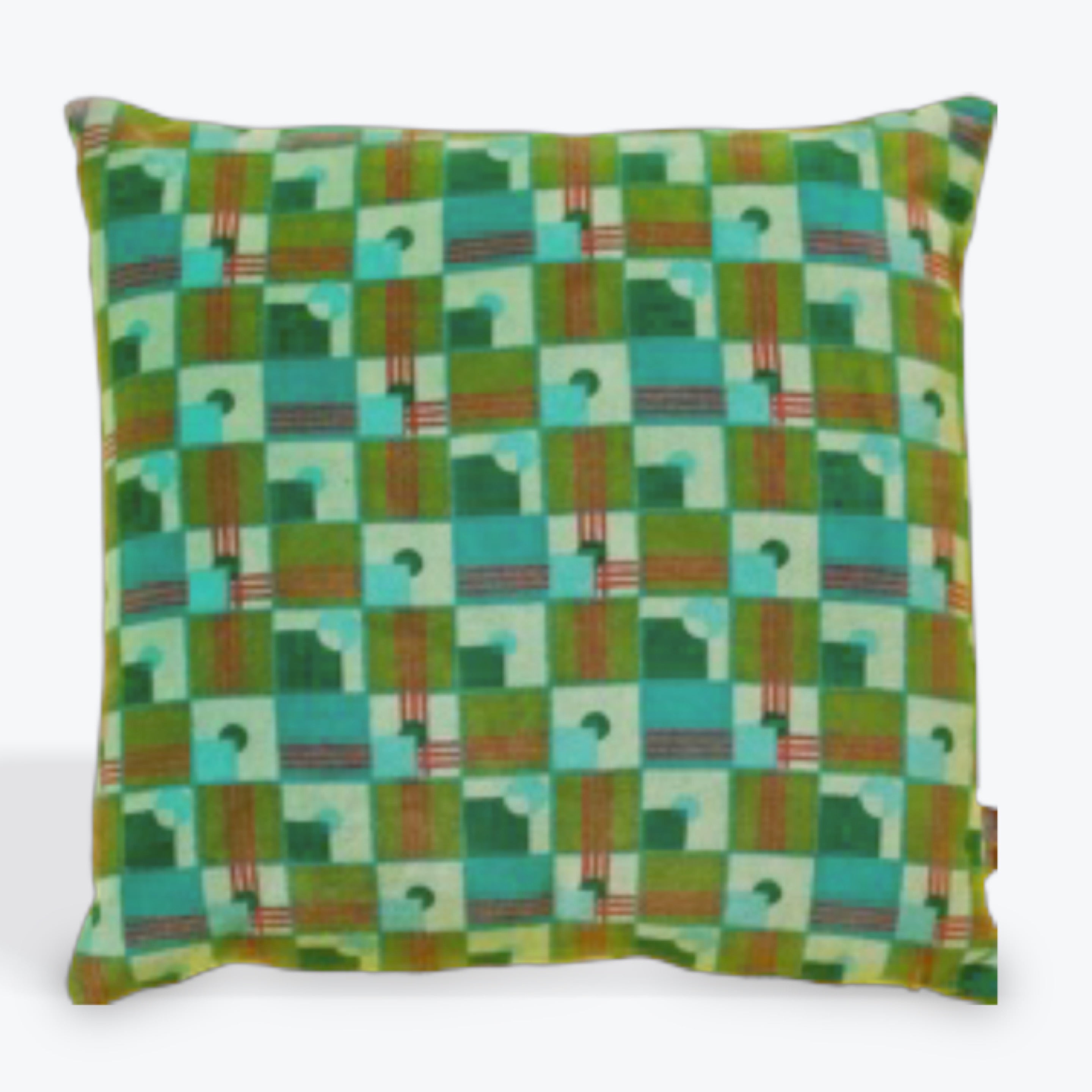 Les Touristes Velvet Cushion 4x4, Aberdeen Green
