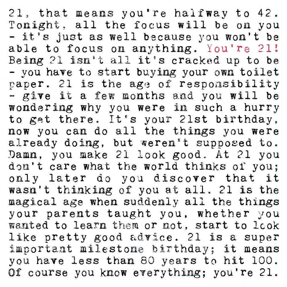 21st Birthday Card with Quotes