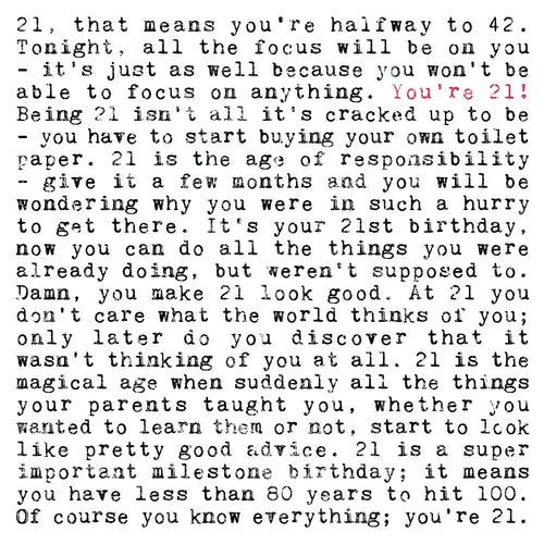 21st Birthday Card with Quotes