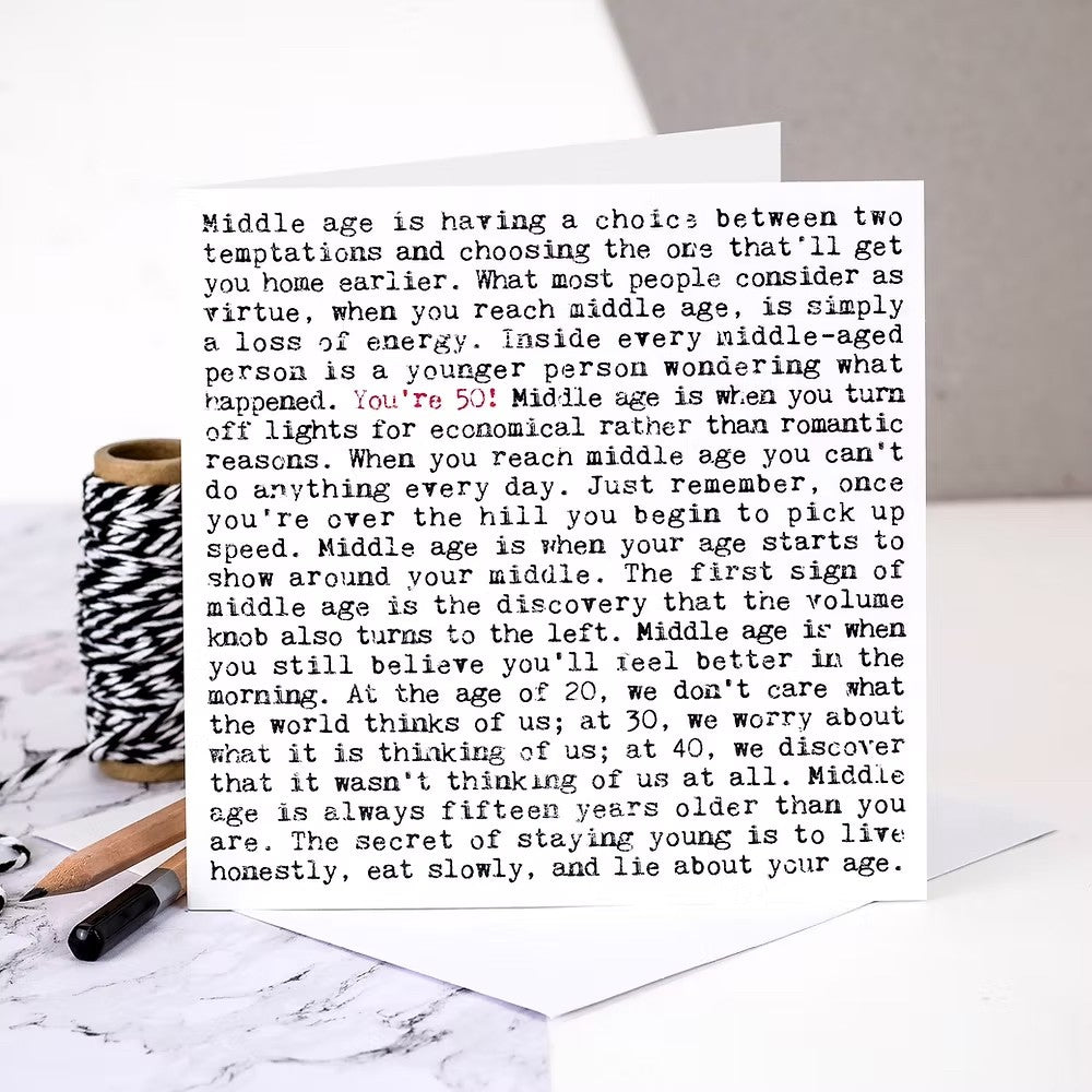50th Birthday Card with Quotes about aging