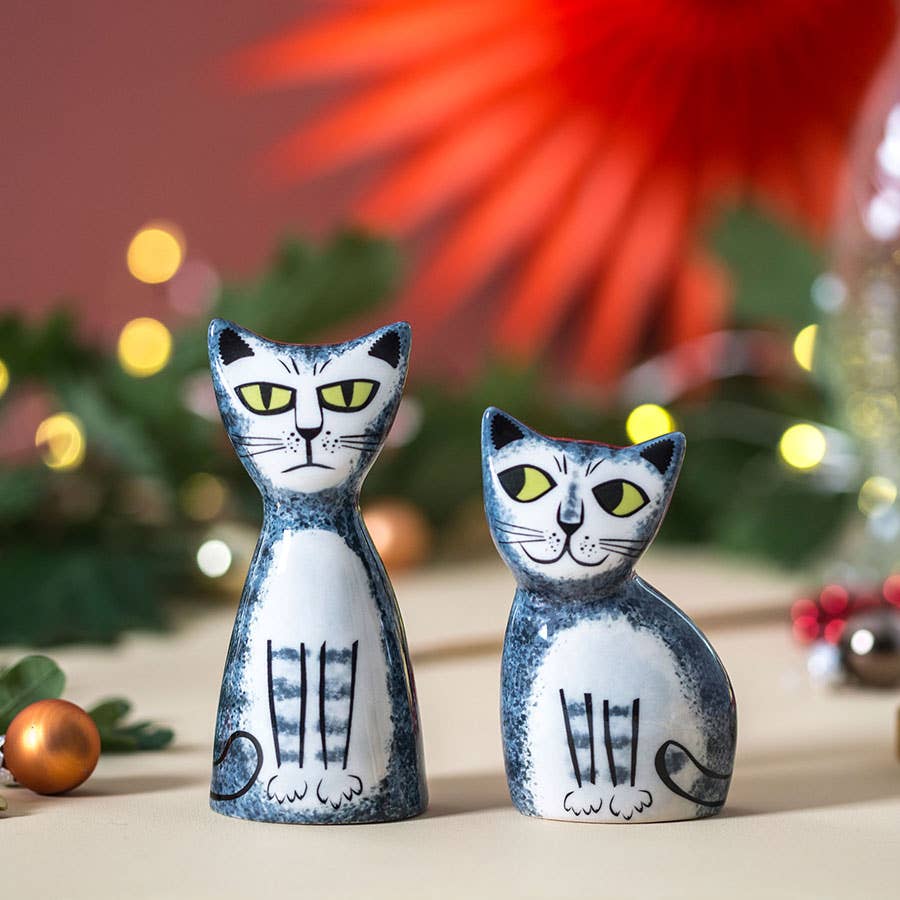 Grey Tabby Cat Salt and Pepper Shakers | Hannah Turner