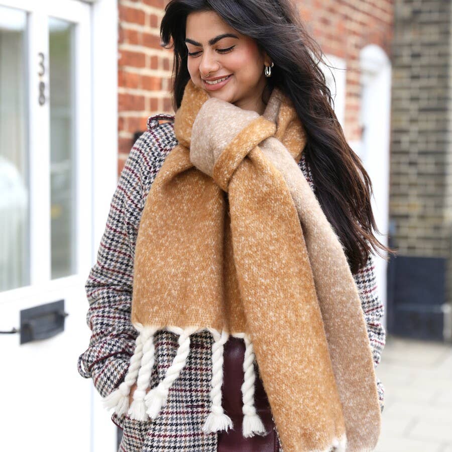 Camel Two Tone Winter Scarf