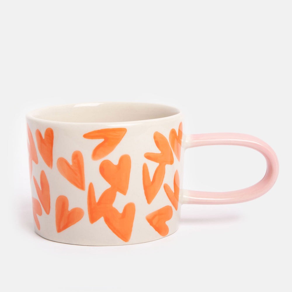 Caroline Gardner Coral Magnet Hearts Ceramic Mug