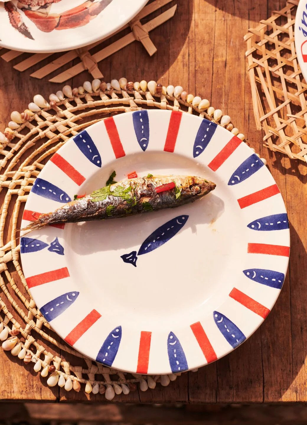 Emma Bridgewater Seafood Stripe Medium Dinner Plate, 8.5 Inch