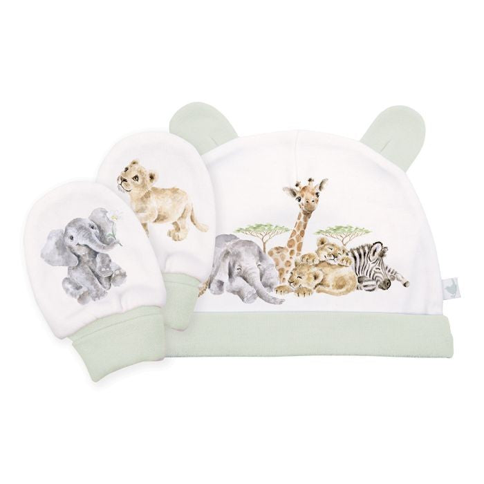 Wrendale Little Savannah Baby Hat & Mitten Set