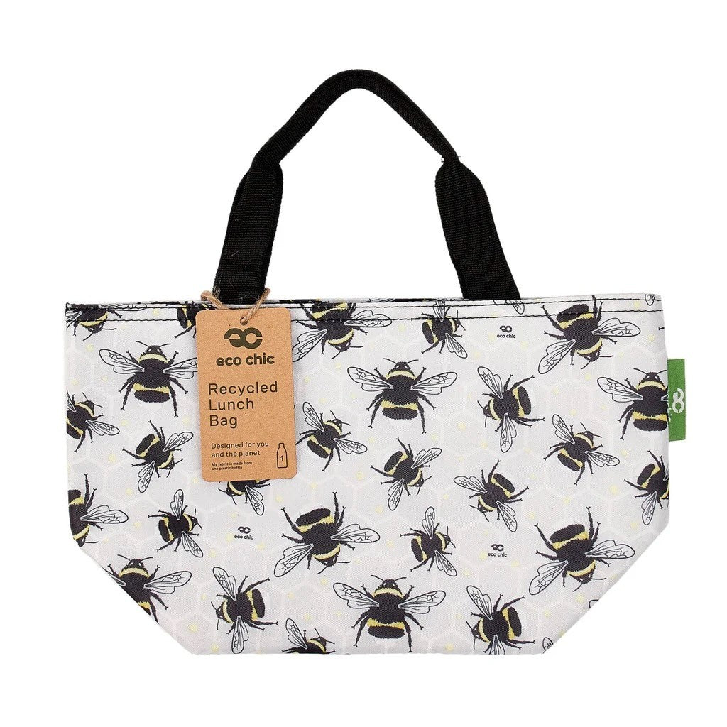 Foldable Lightweight Lunch bag - Bumble Bee (White/Grey)