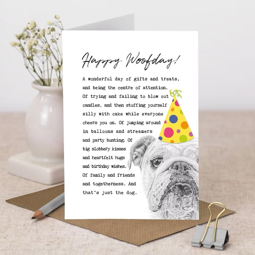 English Bulldog, Happy Woofday, Card
