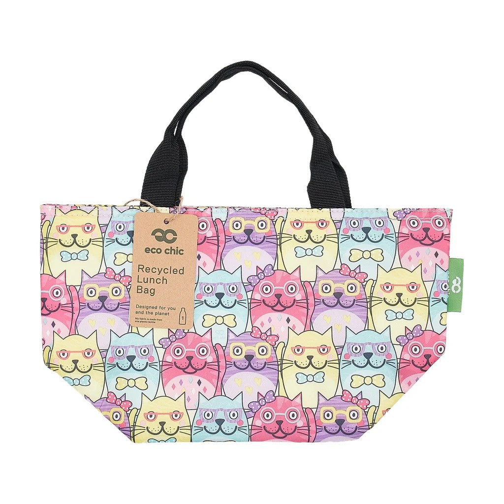 Foldable Lightweight Lunch bag - Glasses Cats