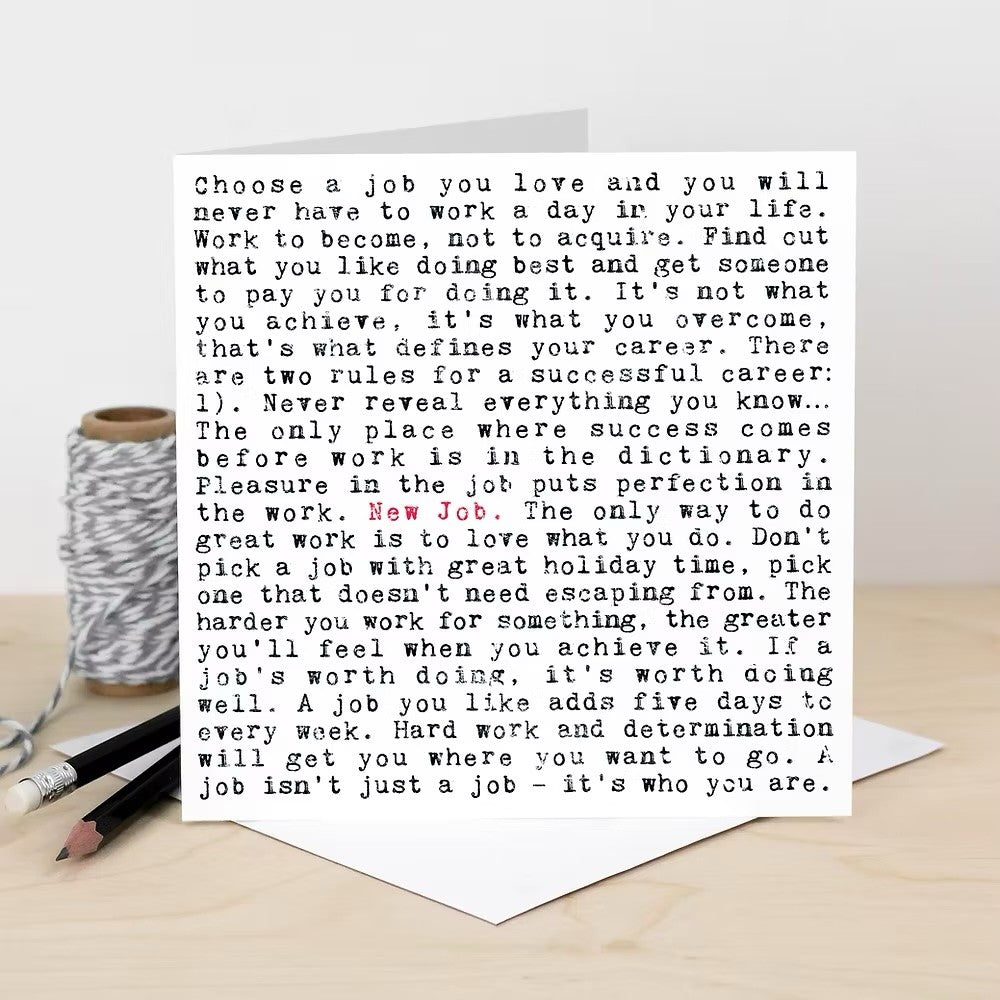 New Job Wise Words Quote Card