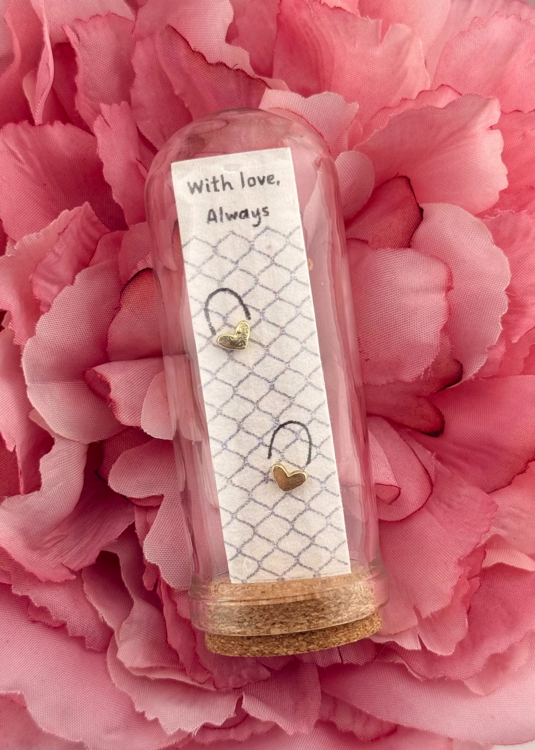 With Love, Always Gold Heart Lock Earrings on Seed Paper