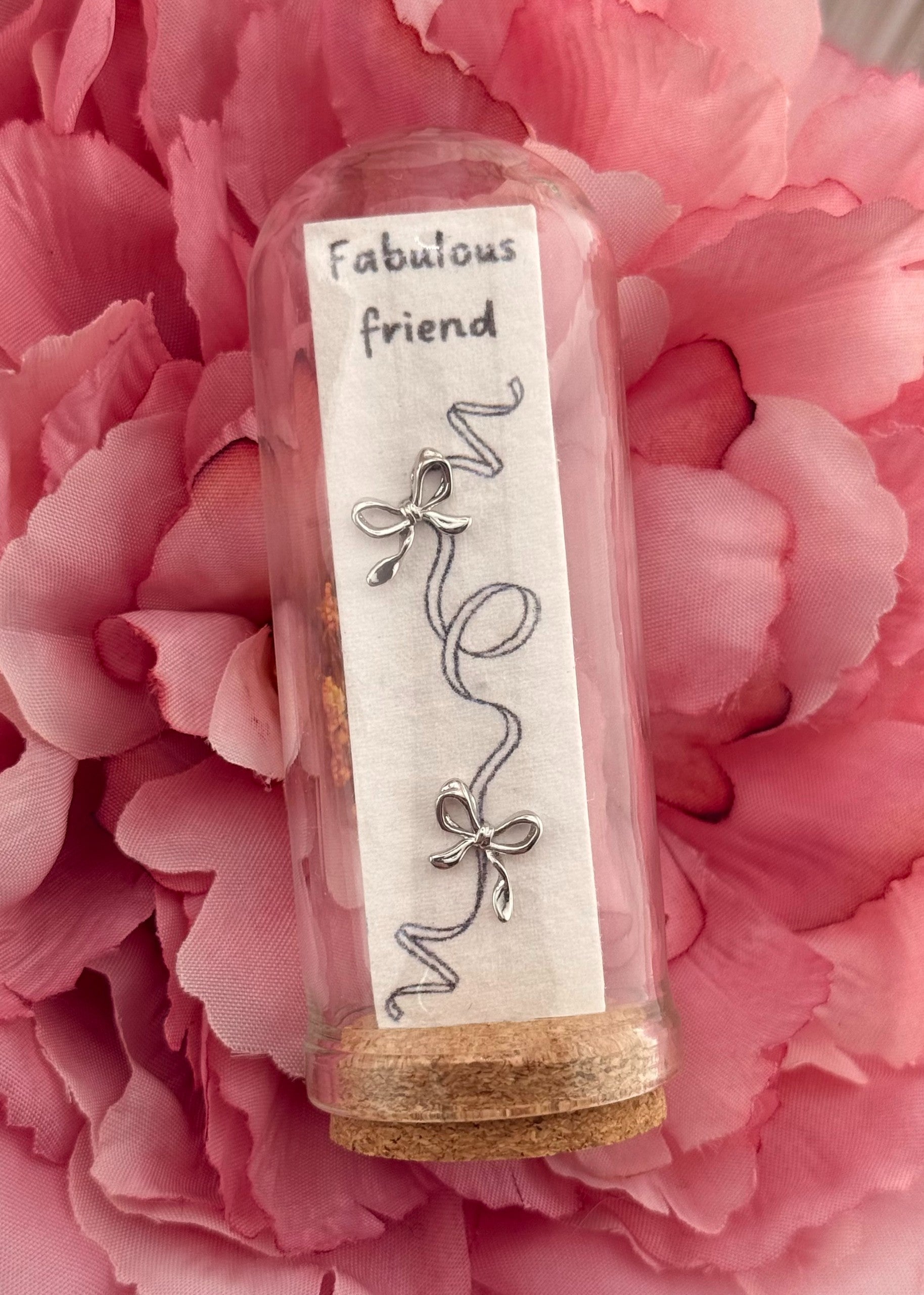 Fabulous Friend Silver Bow Seed Paper Earring Jar