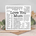 Love You Mum Card, Mother's Day or Birthday
