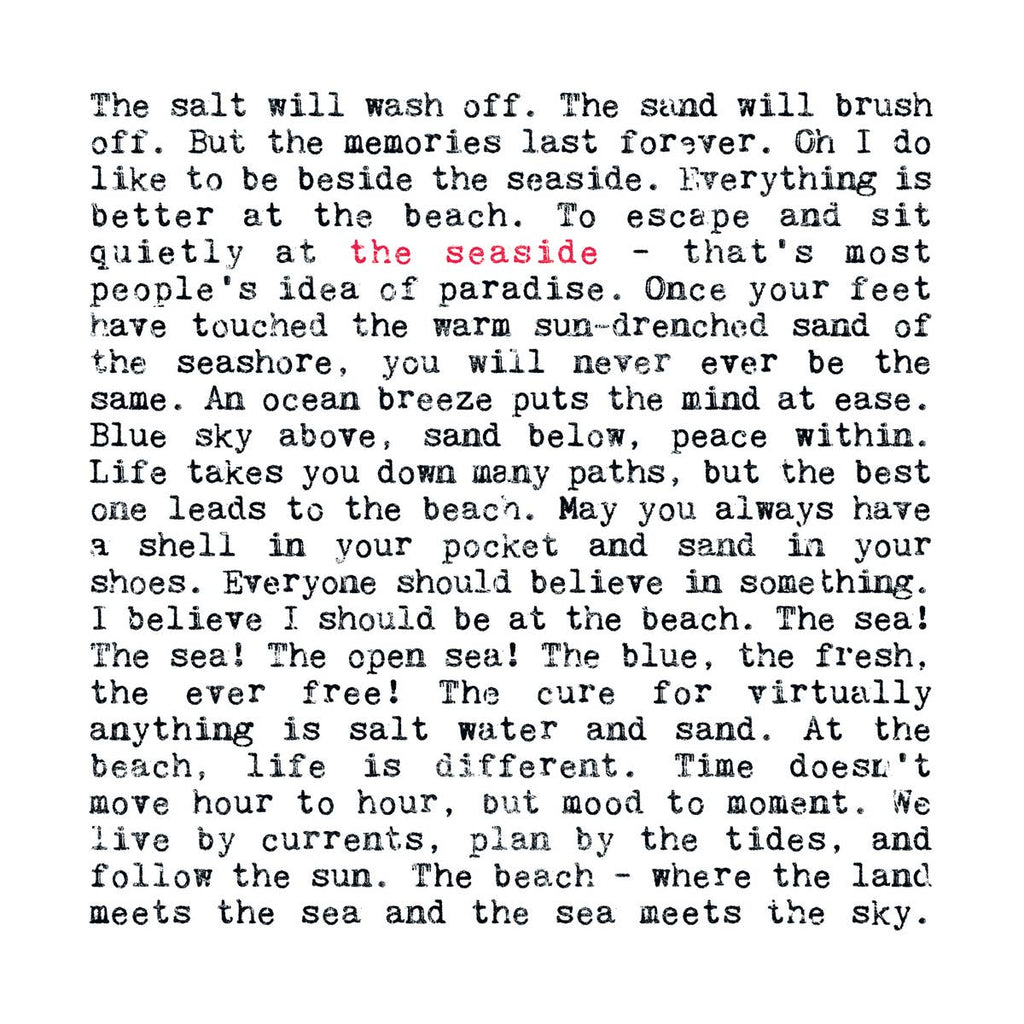 Seaside Quotes Card For Beach Lovers, For Coastal Shop