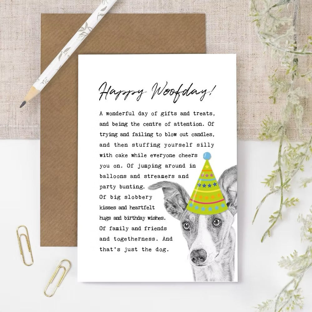 Whippet, Happy Woofday, Card