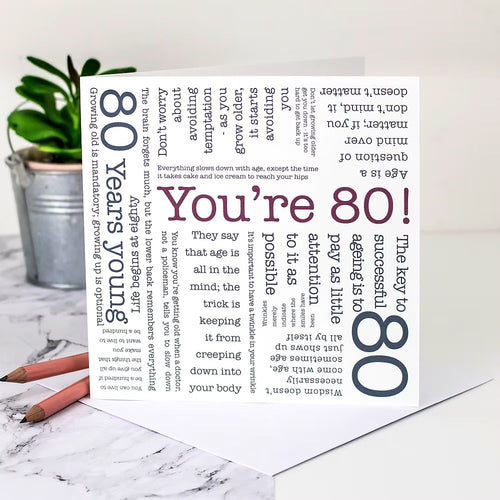 80th Birthday 'You're 80!' Card