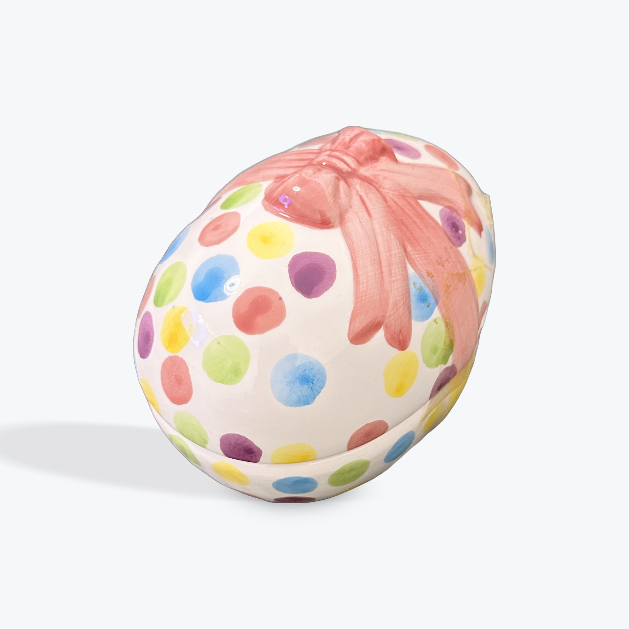 Ceramic Egg Container with Pink Blue or Green Bows