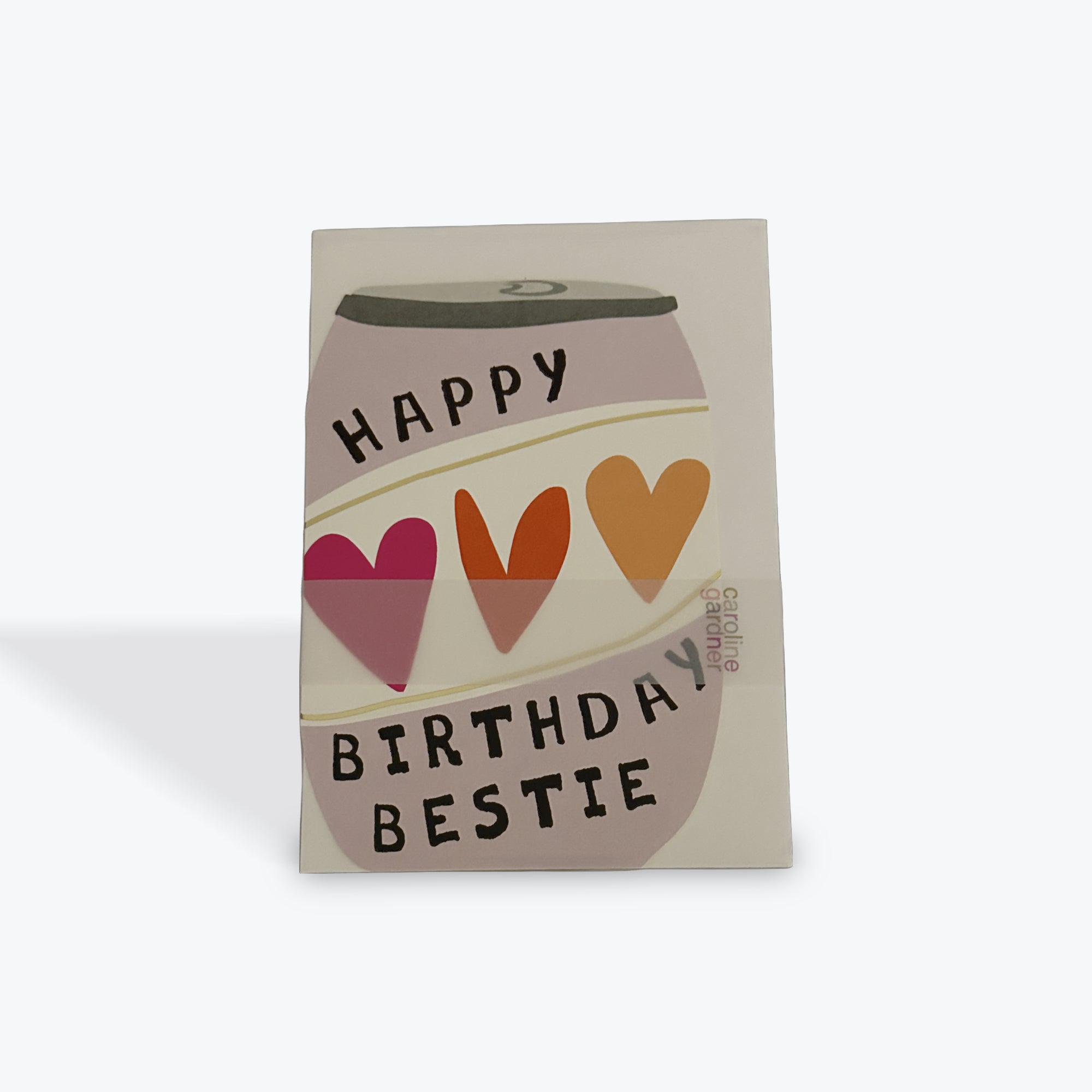 Happy Birthday Bestie Can with Hearts card