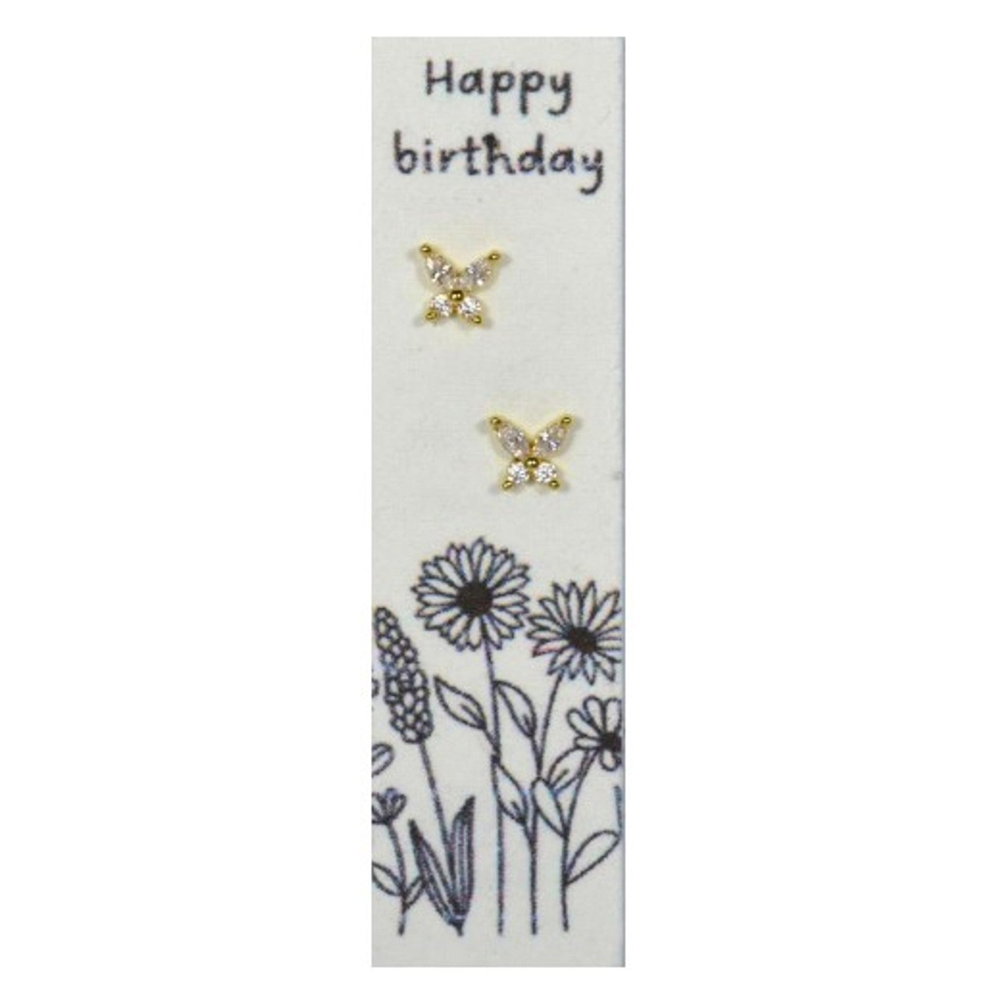 Happy Birthday Silver Gold Butterfly Seed Paper Earring Jar