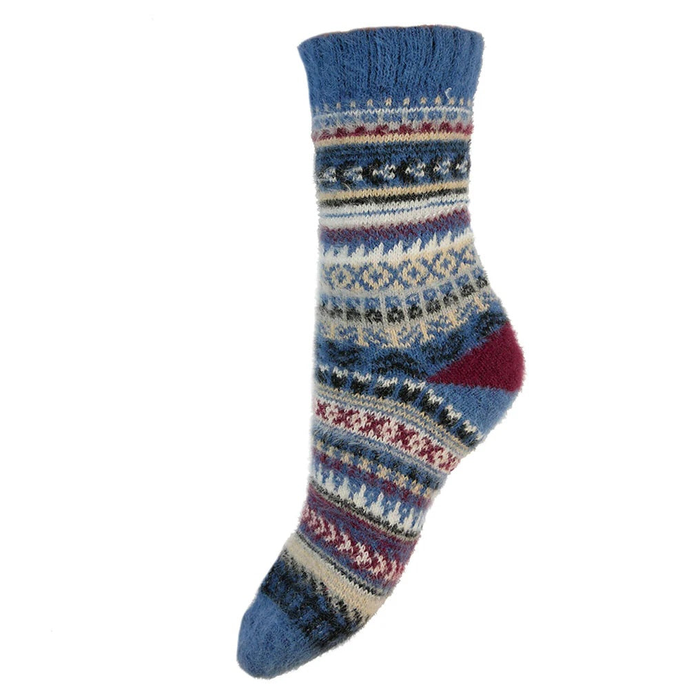 Gemjar Nordic Burgundy and Blue Socks 4 to 7