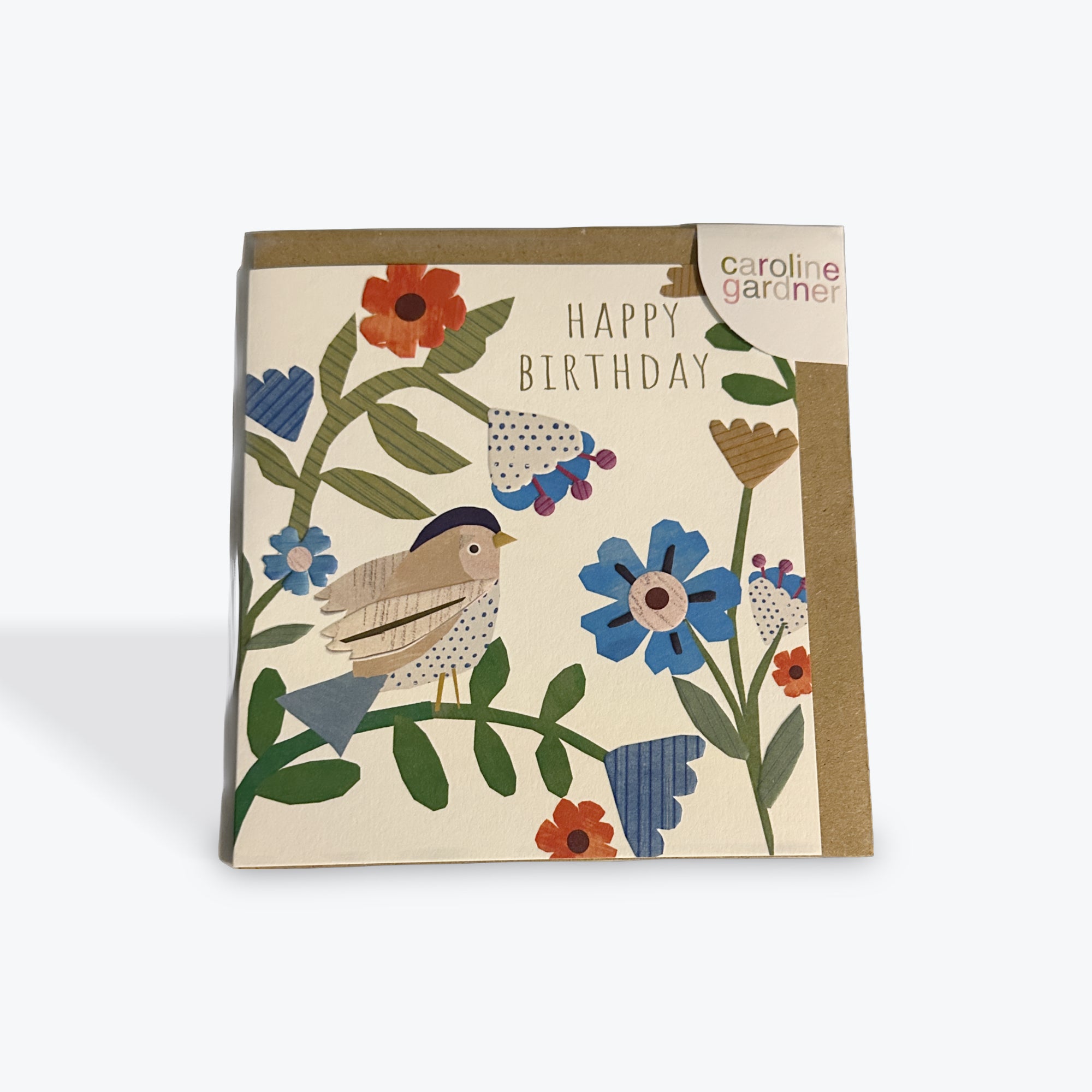 Happy Birthday Collage Blue Bird On Branch card