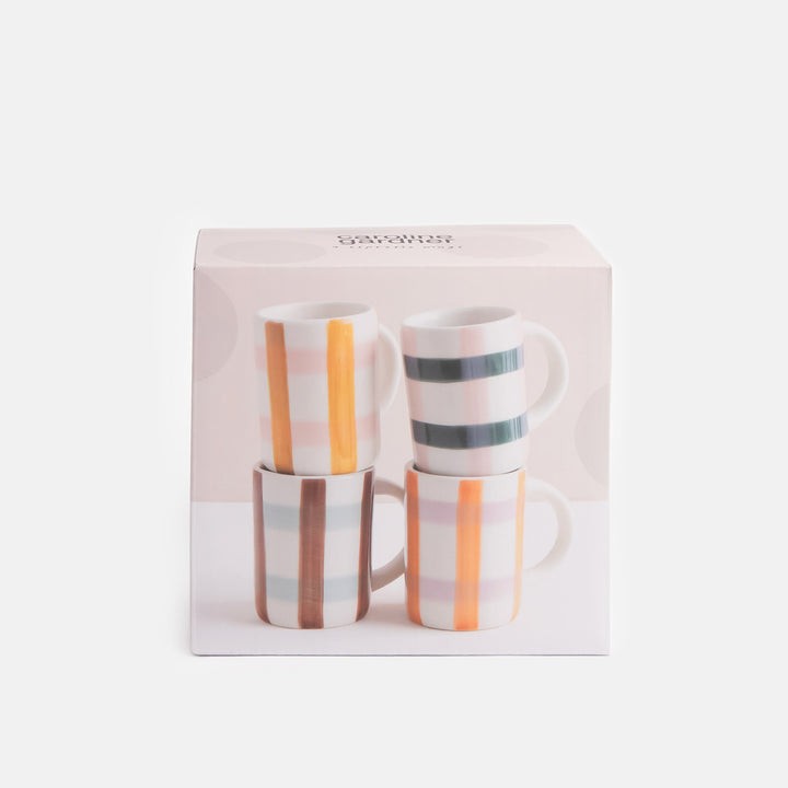 Caroline Gardner Multi Check Espresso Cups Set of 4