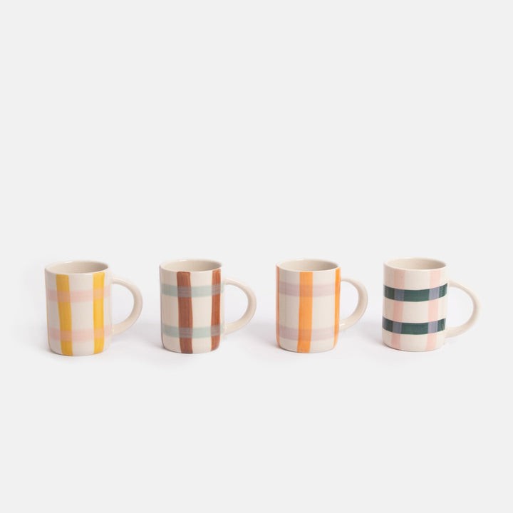 Caroline Gardner Multi Check Espresso Cups Set of 4