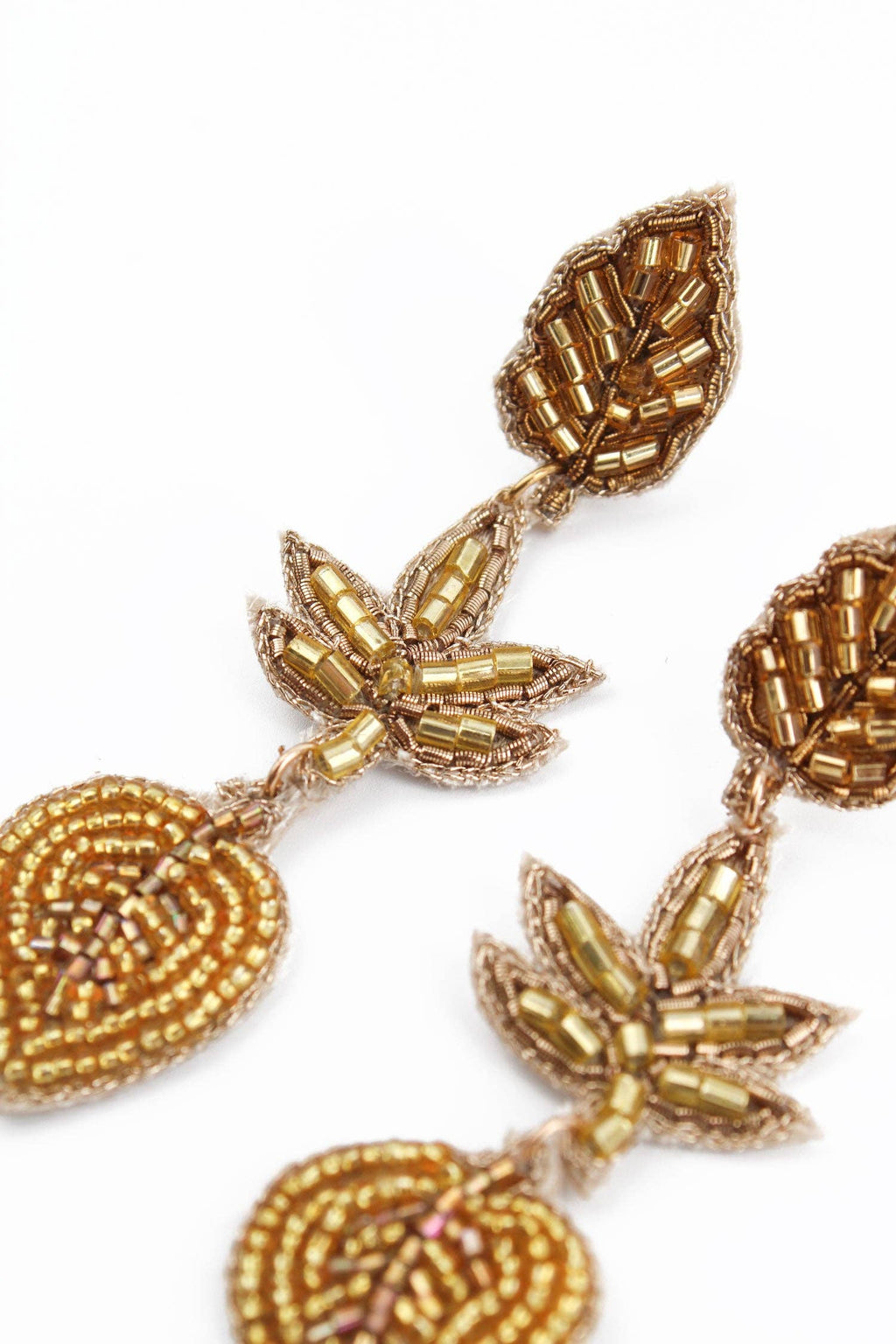 Gold Leaf Triple Earrings