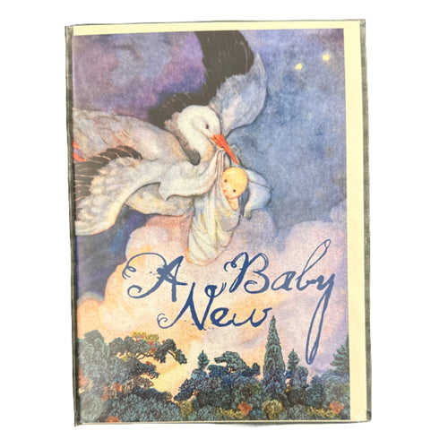 A New Baby Card with Stork Delivery