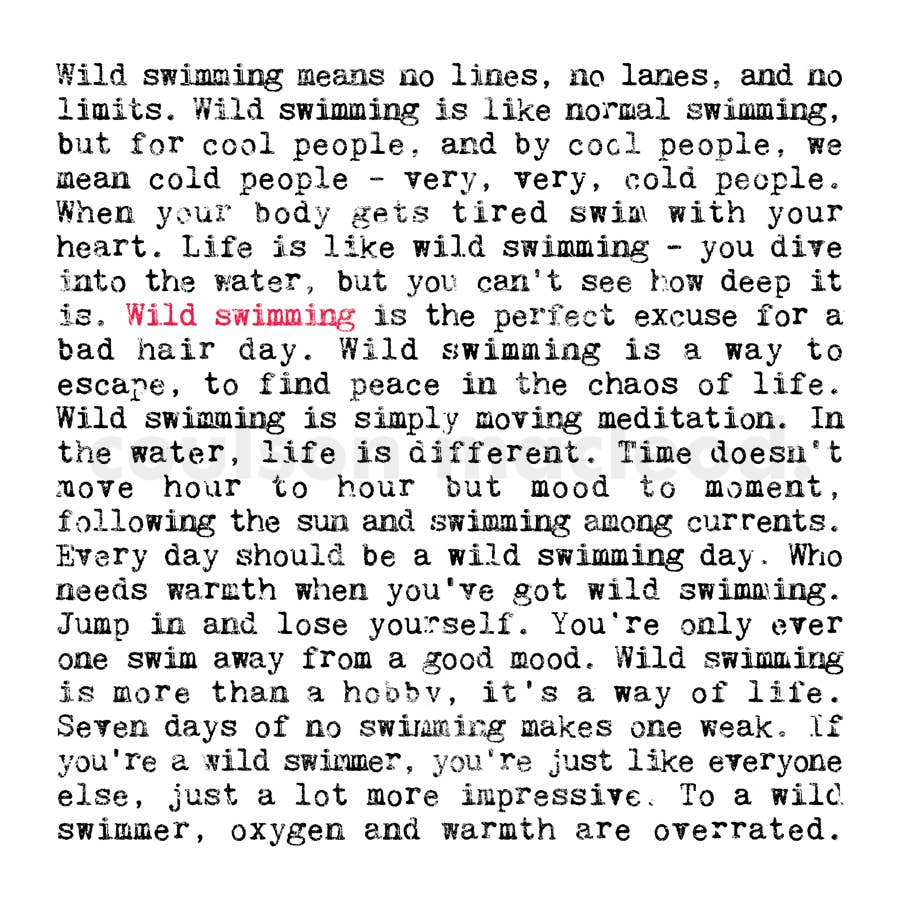 Wild Swimming Greeting Card With Inspiring Quotes