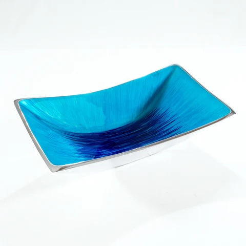Brushed Aqua Rectangular Bowl 25cm