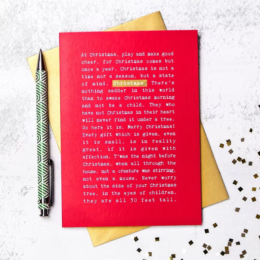 Red and Gold Wise Words Christmas Card