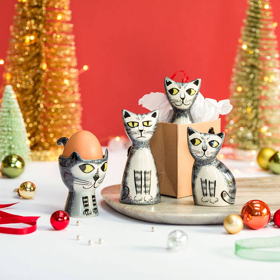 Grey Tabby Cat Salt and Pepper Shakers | Hannah Turner