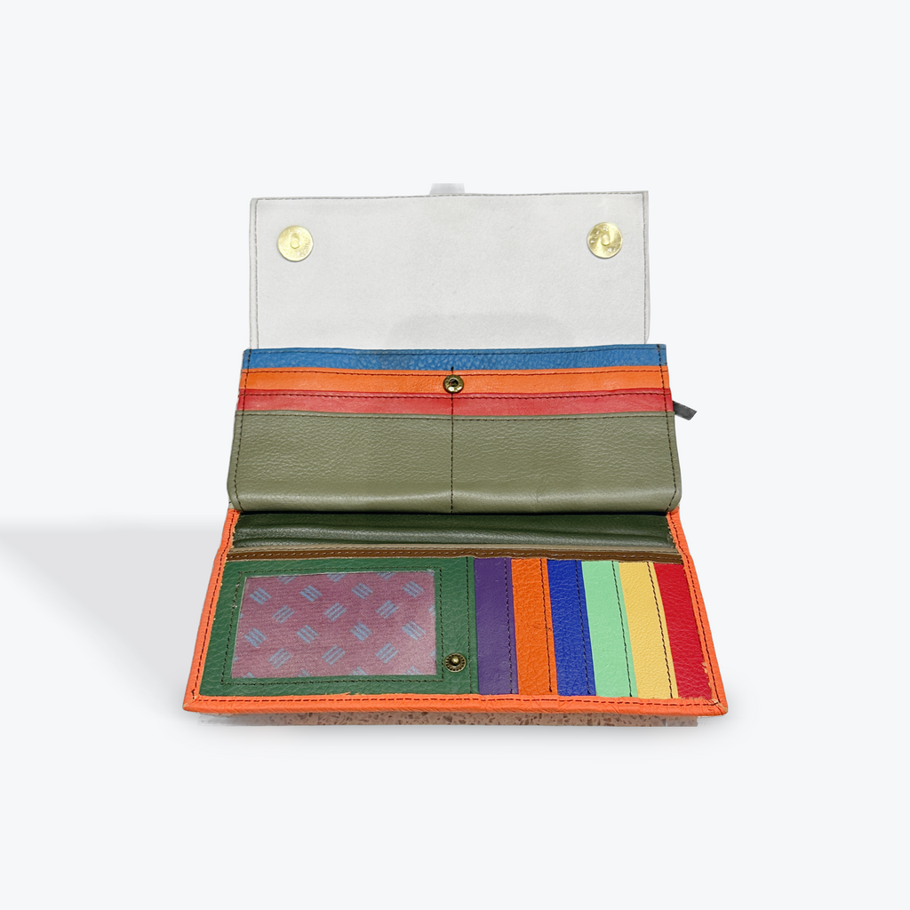 Soruka Wallet and Card Holder - Orange & Red with Animal Print