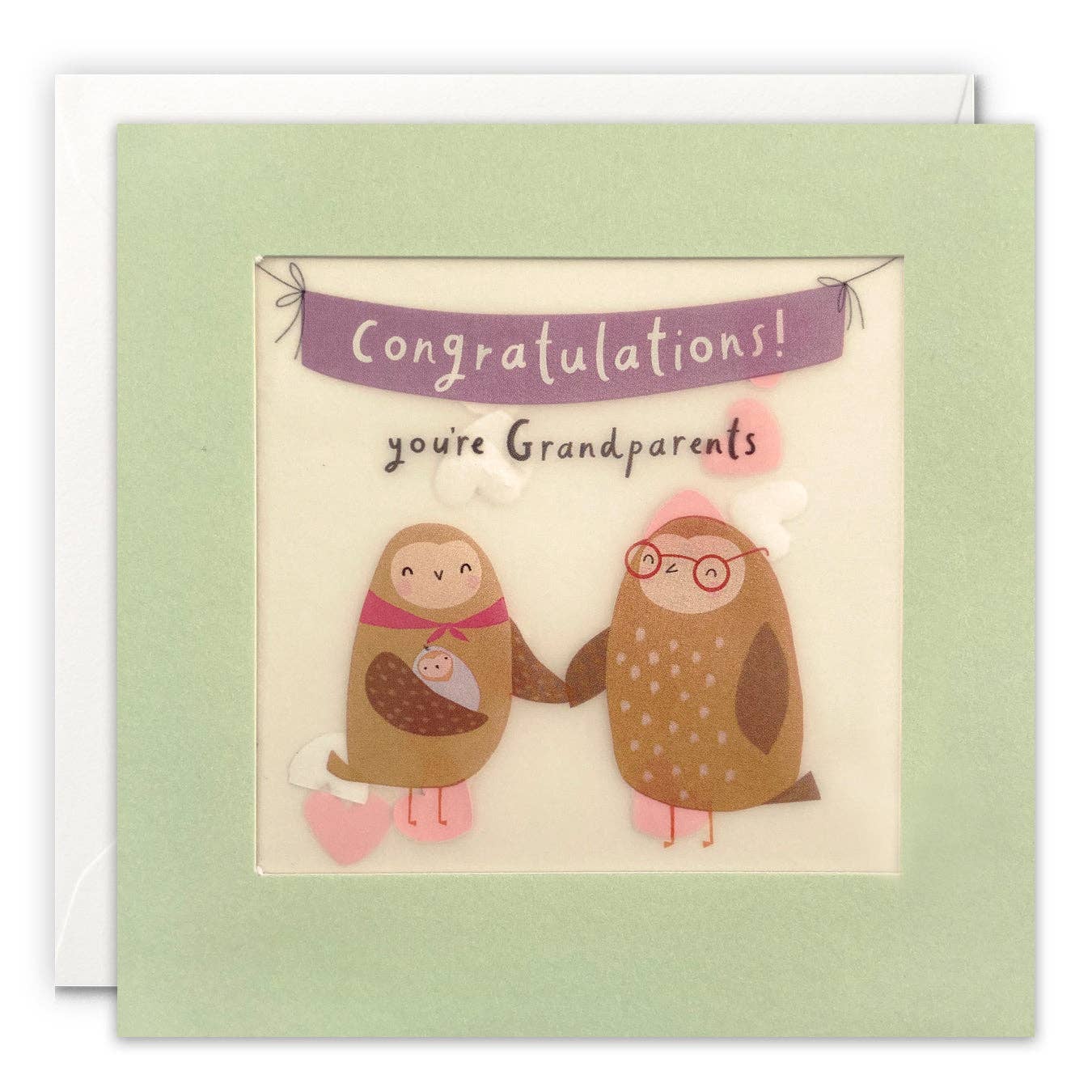 Owl Confetti New Grandparents Card - Paper Shakies