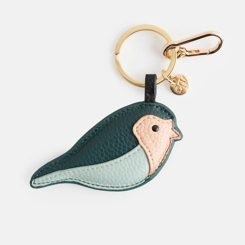 Blue and Green Bird Bag Charm Keyring
