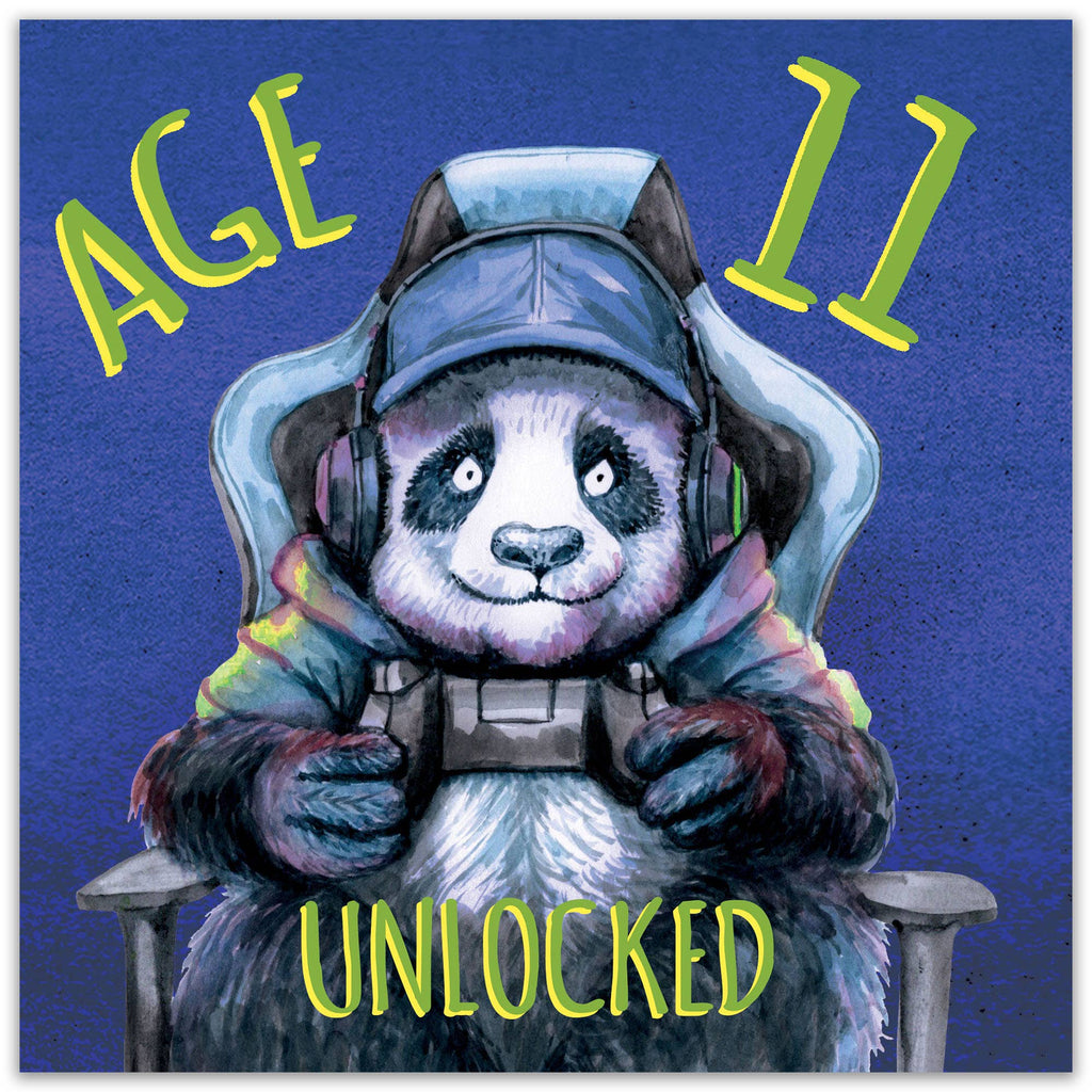 Age 11 Birthday Card - Gaming - Panda