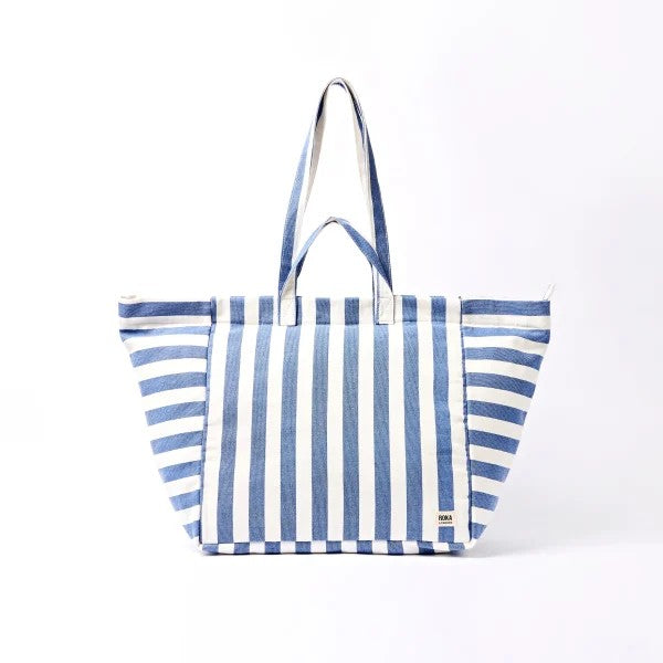 Roka Marylebone Tote in Denim Stripe Cotton Canvas