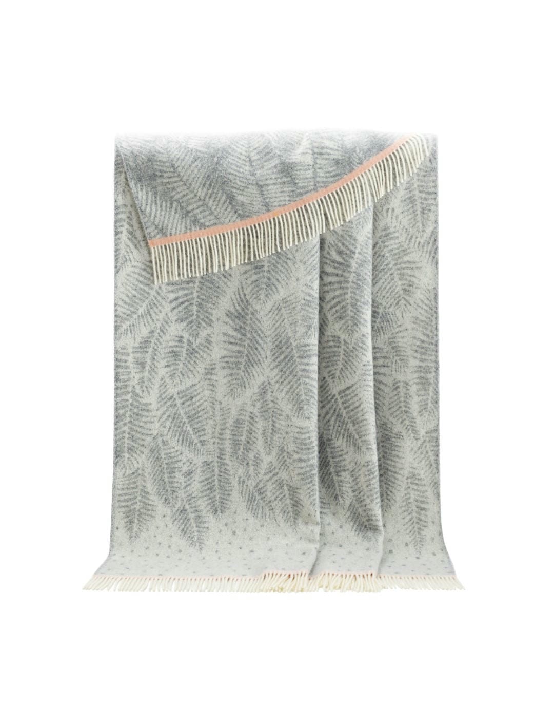 J J Textile Wool Grey Fern Throw