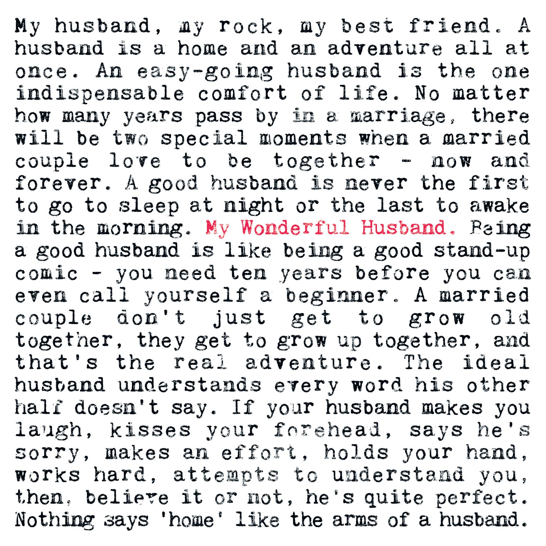 Husband Quotes Card For Him for Husband or Wife