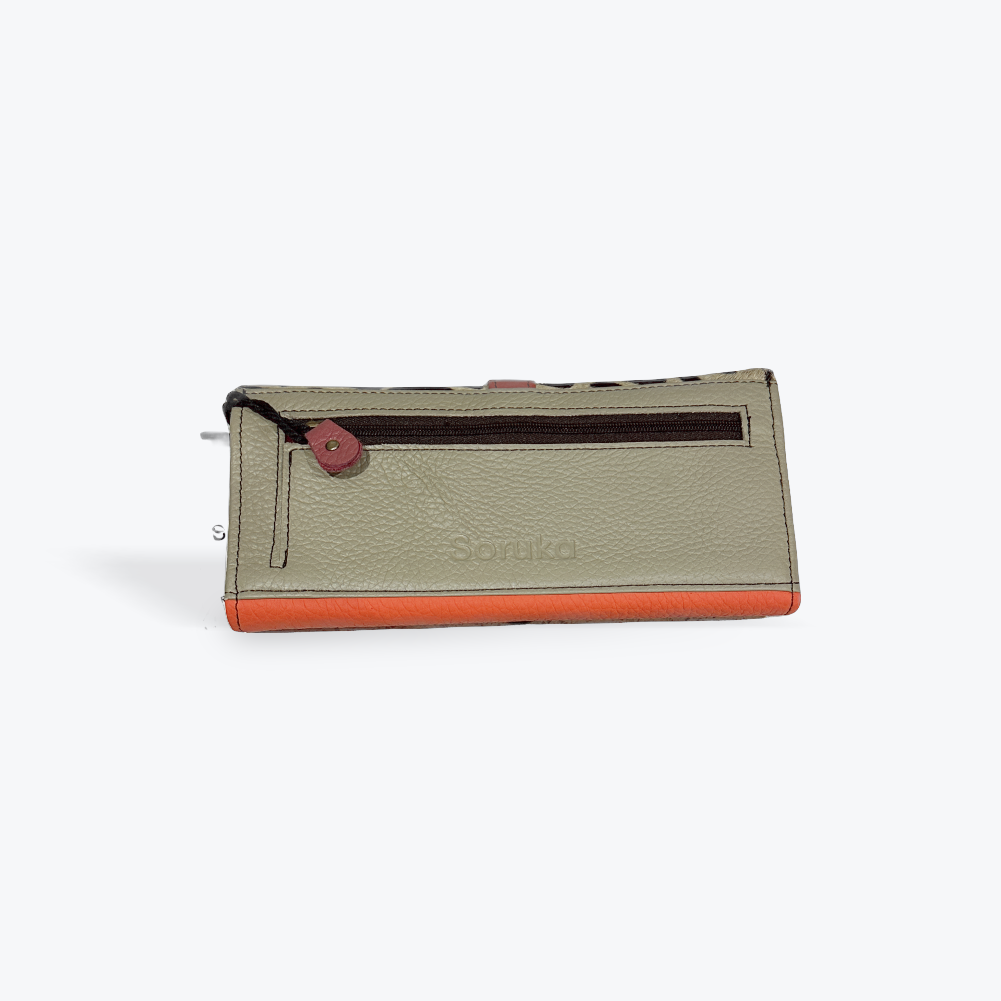 Soruka Wallet and Card Holder - Orange & Red with Animal Print