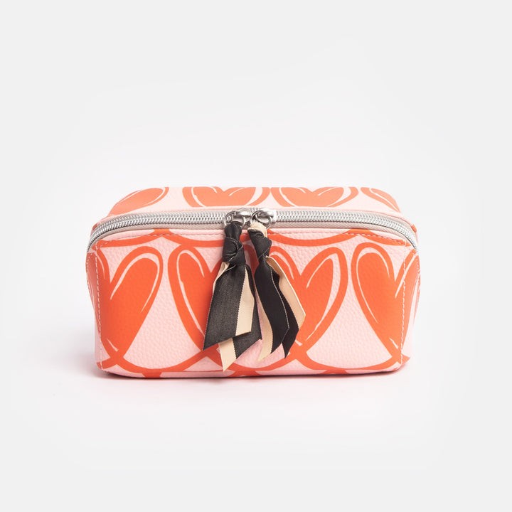 Pink Linked Hearts Diagonal Cosmetic Bag