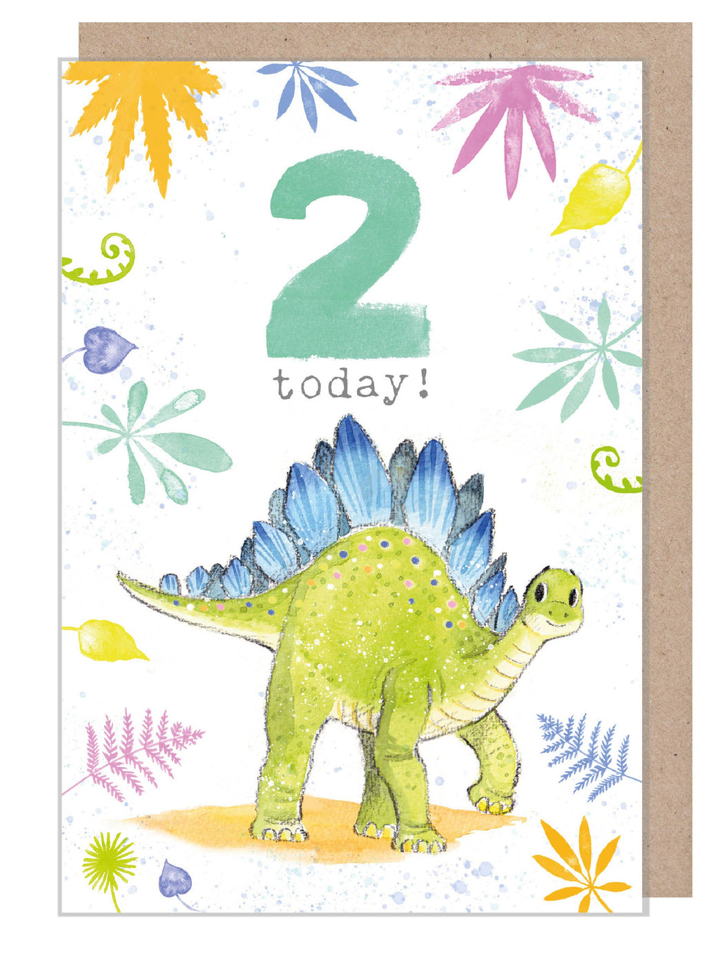 Kids Birthday Card - age Two - Dinosaur design - TR02