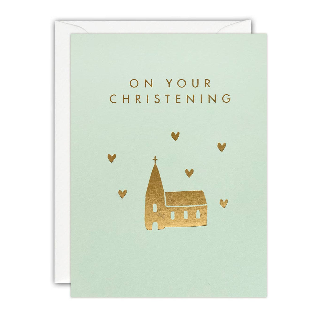 Gold Church Mini Christening Card - Minnows