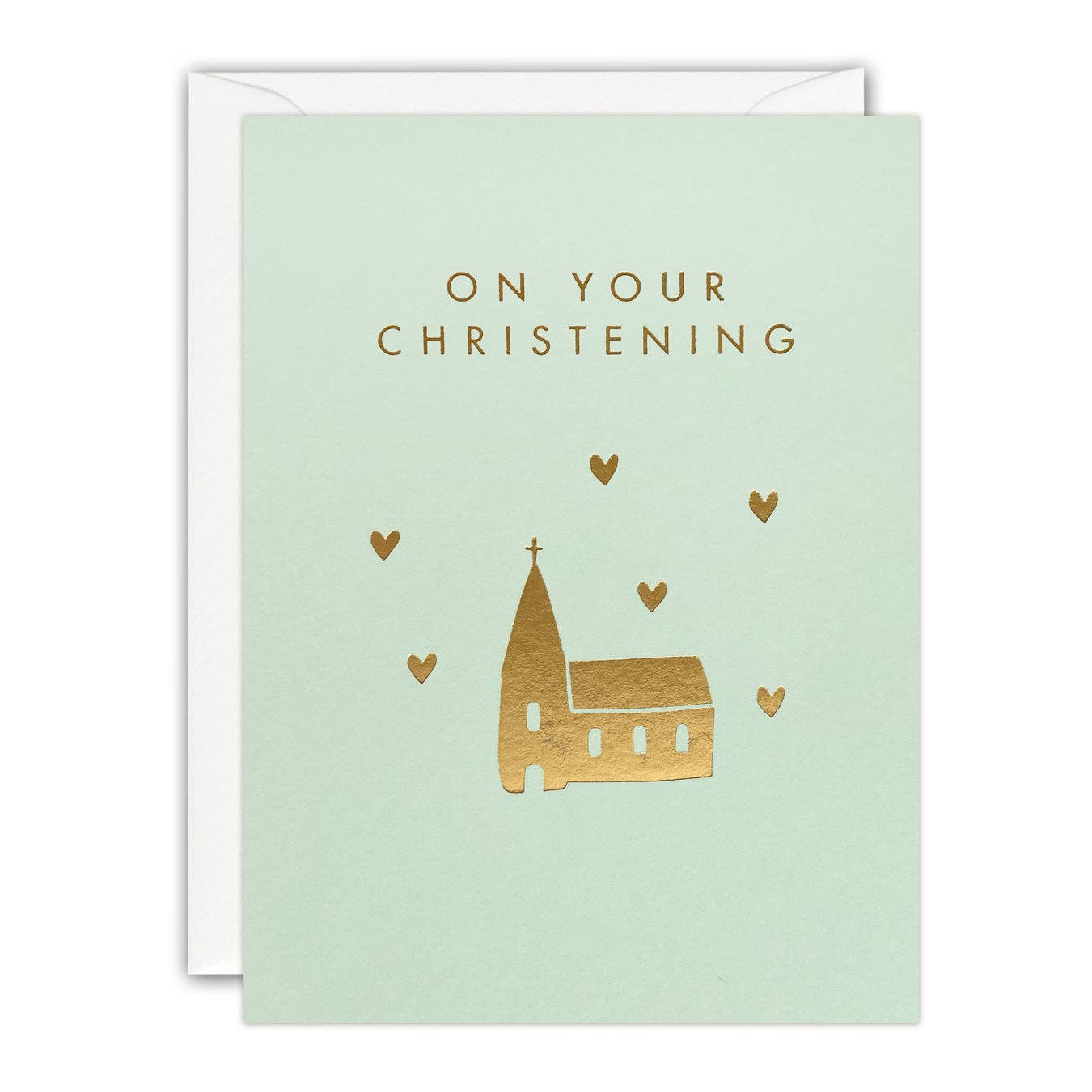 Gold Church Mini Christening Card - Minnows