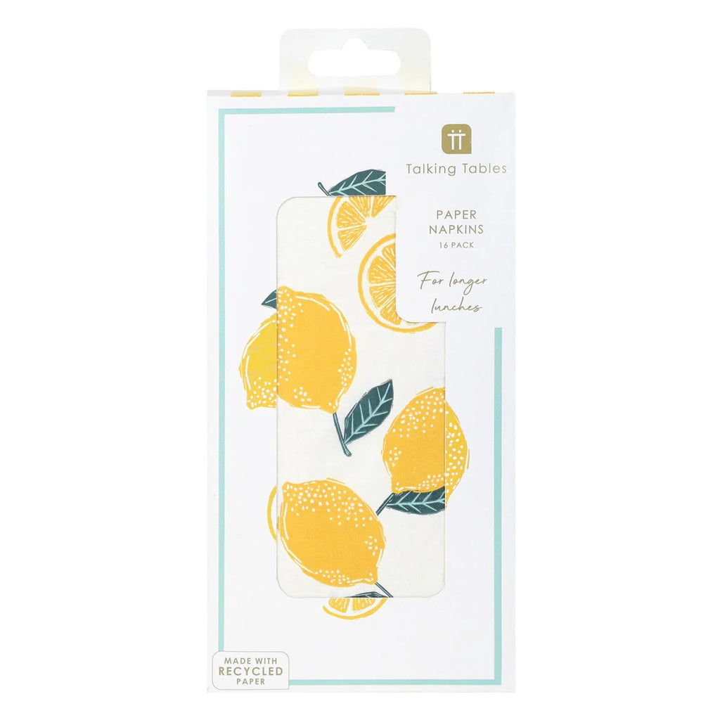 Lemon Long Lunch Paper Napkins - 16 pack
