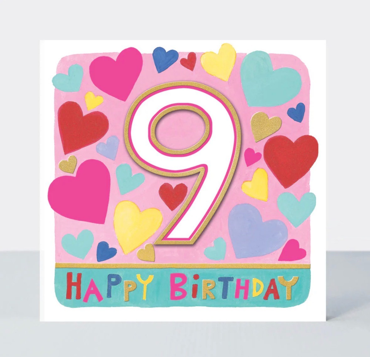 Age 9 - Hearts Birthday Card